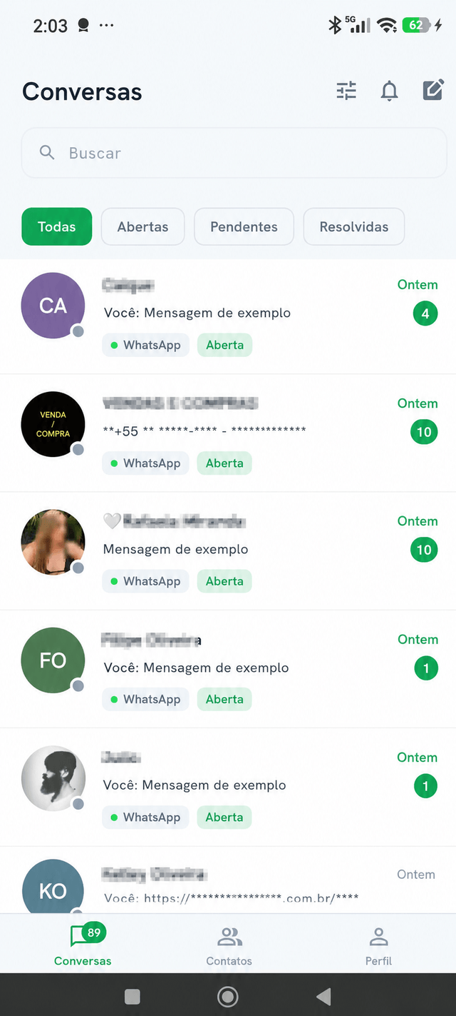 Aplicativo ProsaHub — conversas de WhatsApp